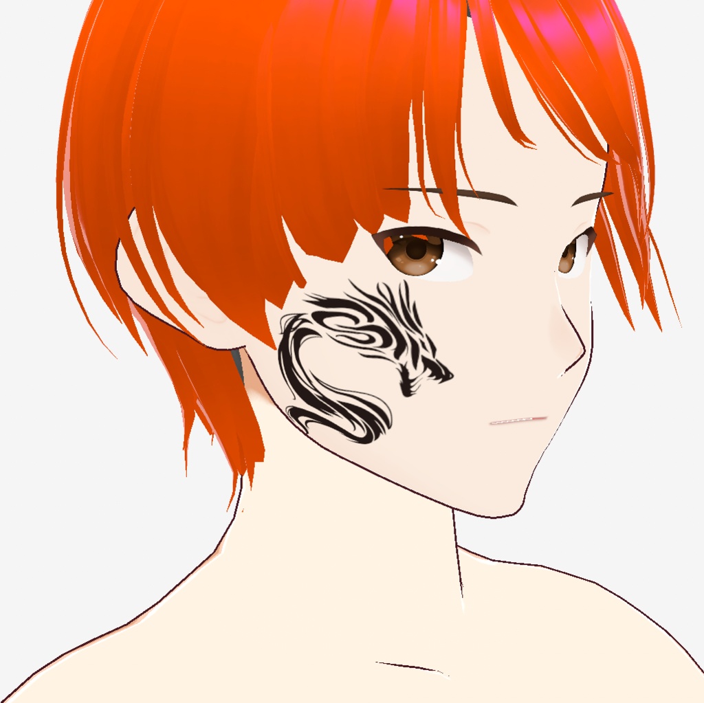 トライバルドラゴンのVRoidフェイスペイントタトゥー