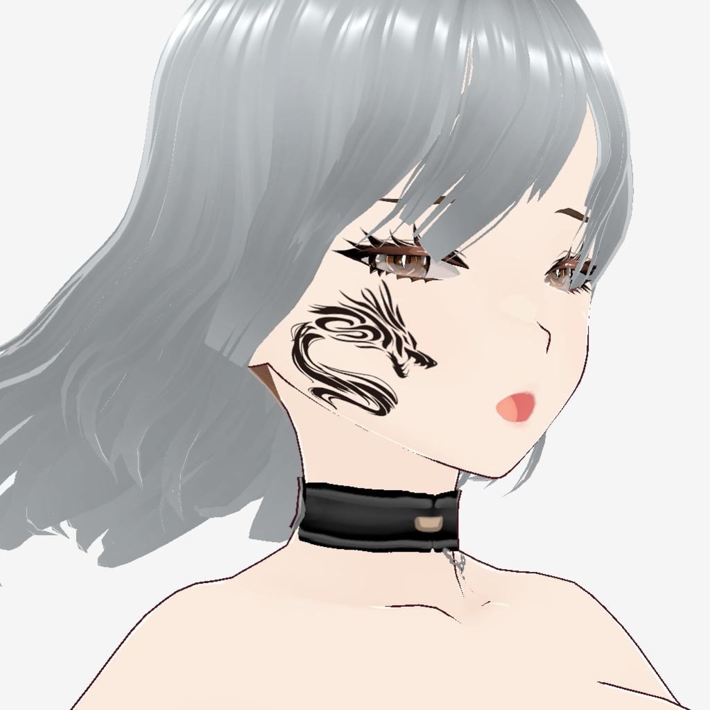 トライバルドラゴンのVRoidフェイスペイントタトゥー