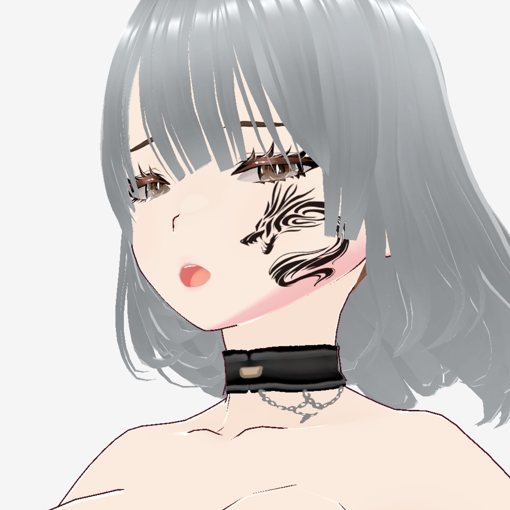 トライバルドラゴンのVRoidフェイスペイントタトゥー