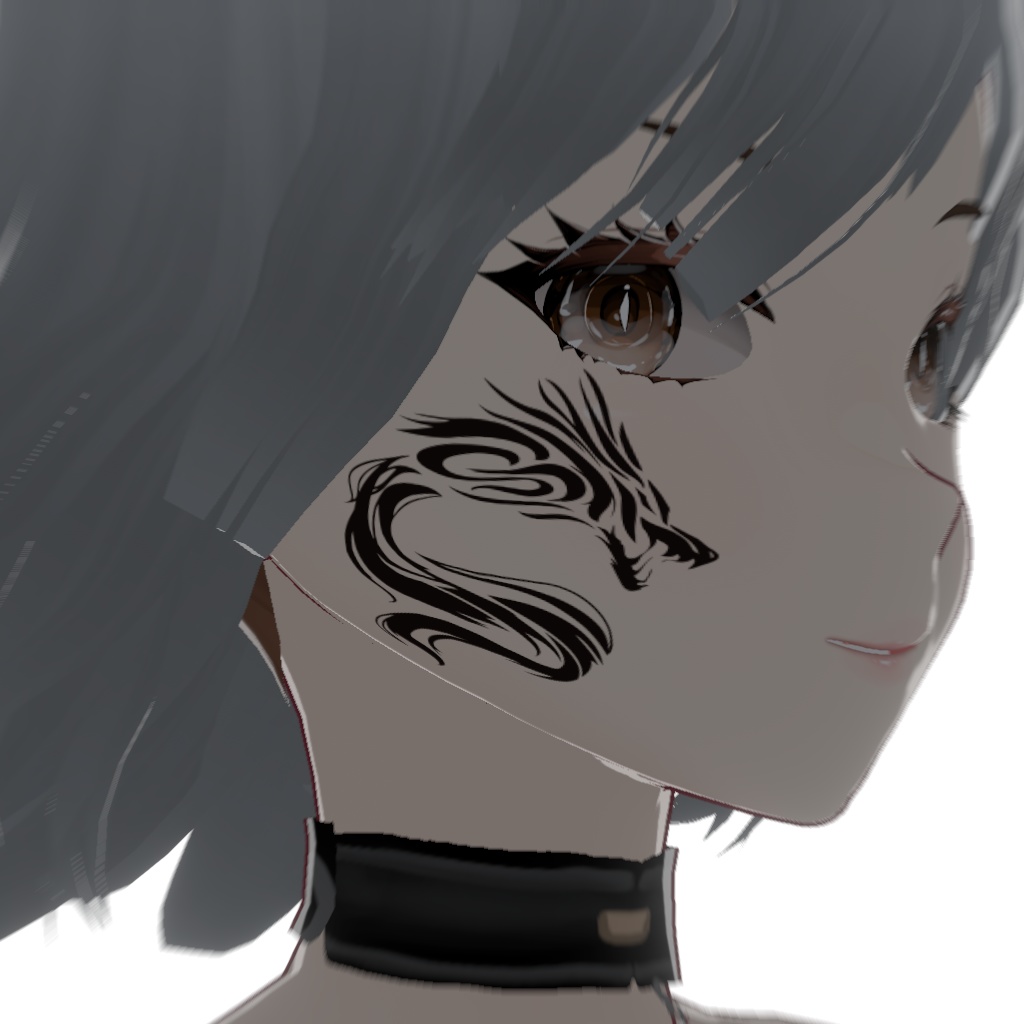 トライバルドラゴンのVRoidフェイスペイントタトゥー