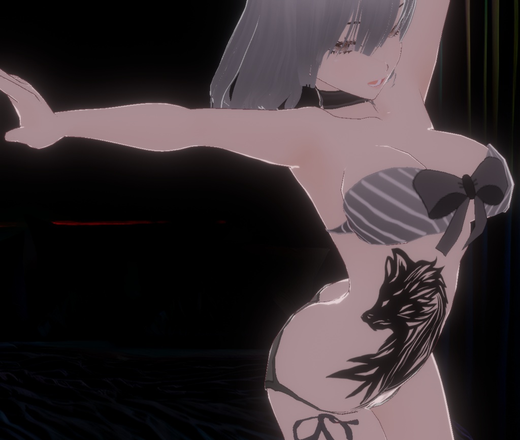 ダークウルフNight Reaver(ナイト・リーヴァー)のタトゥー - 白・黒 - VRoidテクスチャ+png Dark Sings