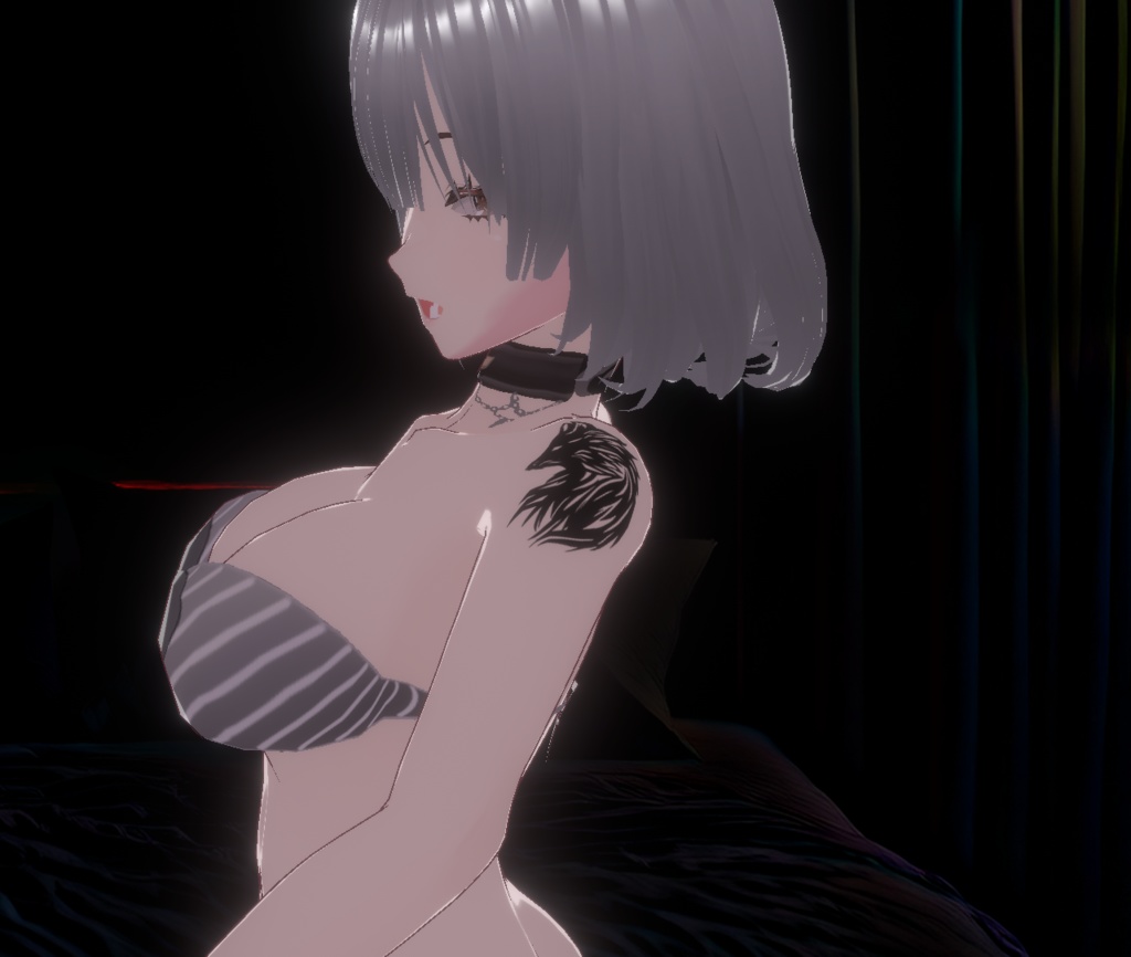 ダークウルフNight Reaver(ナイト・リーヴァー)のタトゥー - 白・黒 - VRoidテクスチャ+png Dark Sings