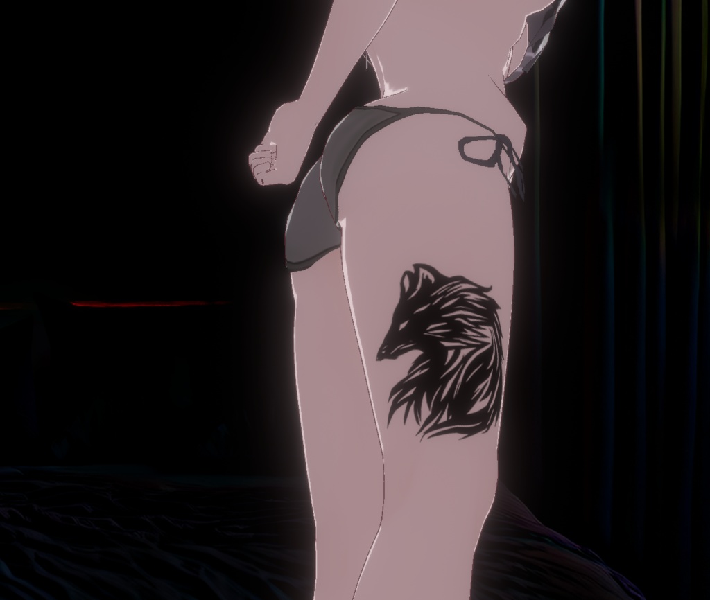 ダークウルフNight Reaver(ナイト・リーヴァー)のタトゥー - 白・黒 - VRoidテクスチャ+png Dark Sings