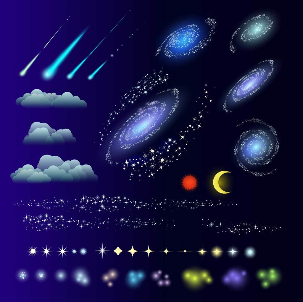 星と煌めきと銀河のイラスト42種 - 星のキラキラ・銀河の素材集