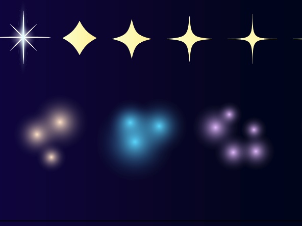 星と煌めきと銀河のイラスト42種 - 星のキラキラ・銀河の素材集