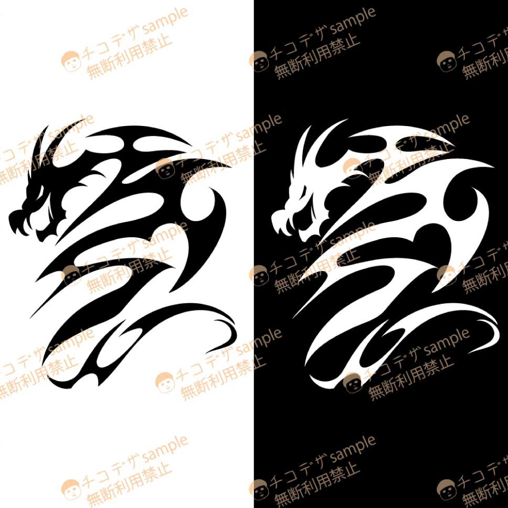 シンプルトライバルドラゴン - Ghostcoil(ゴーストコイル)VRoidタトゥー-Dark Sings