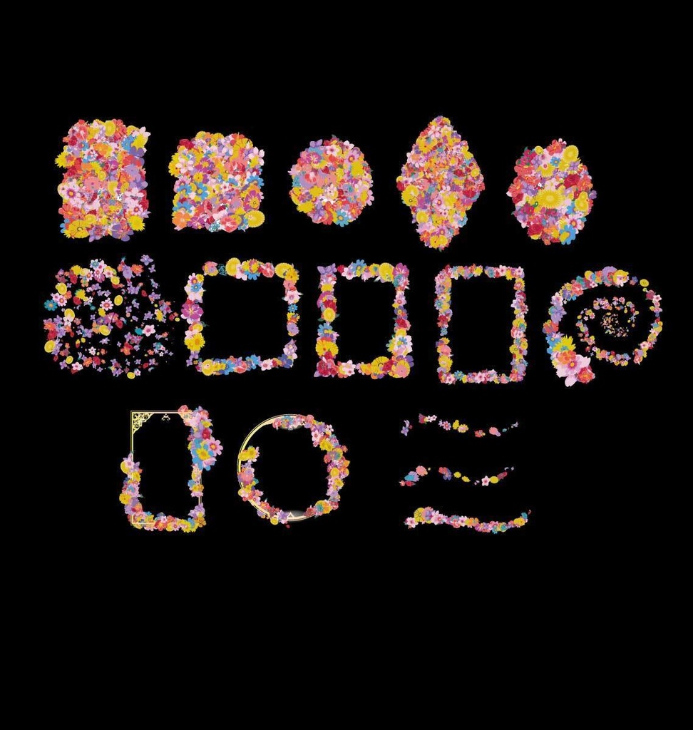 花花フレーム装飾背景素材 - フローラルなキャラクター背景・装飾素材15セット