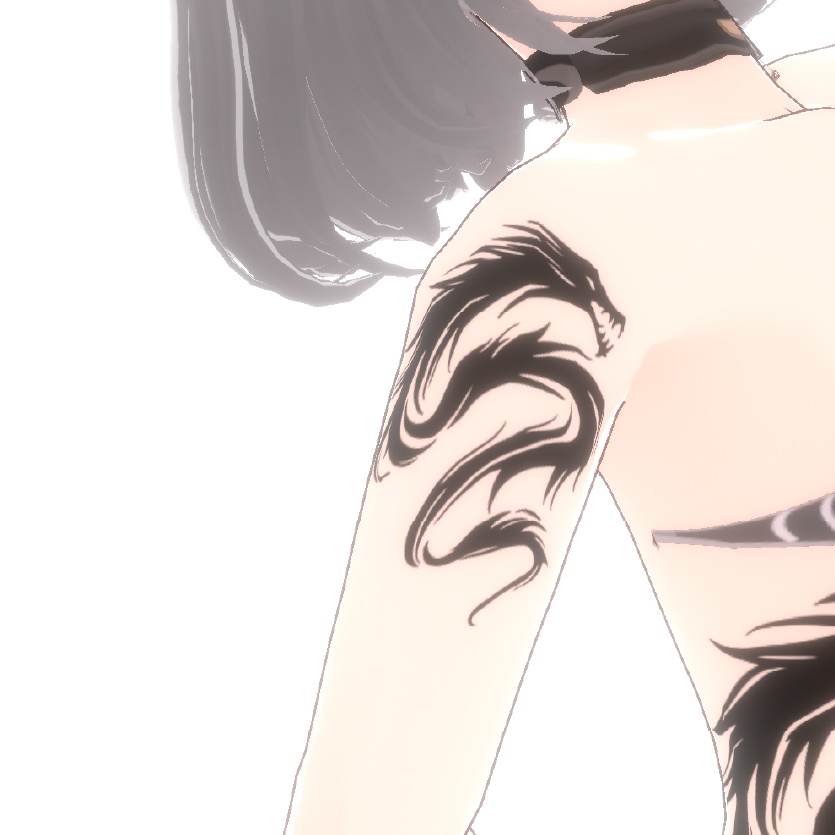 冥牙龍 - ブラックドラゴンのタトゥーデカール - VRoidデカール 高解像度png -Dark Sings