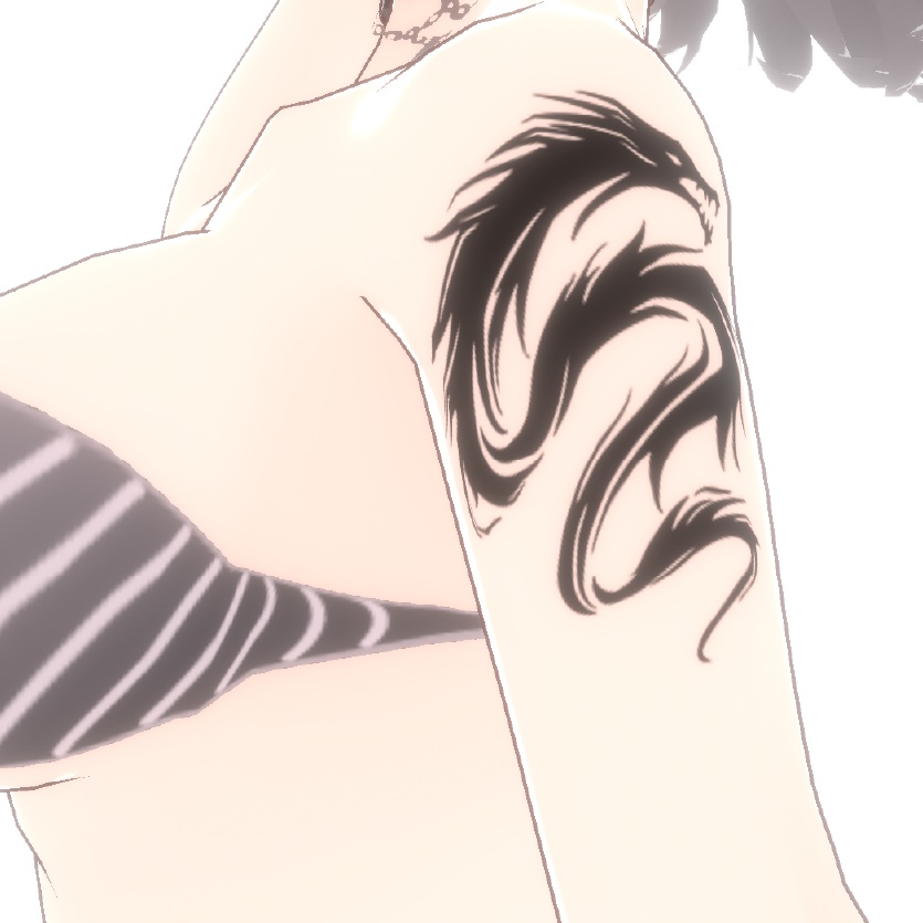 冥牙龍 - ブラックドラゴンのタトゥーデカール - VRoidデカール 高解像度png -Dark Sings