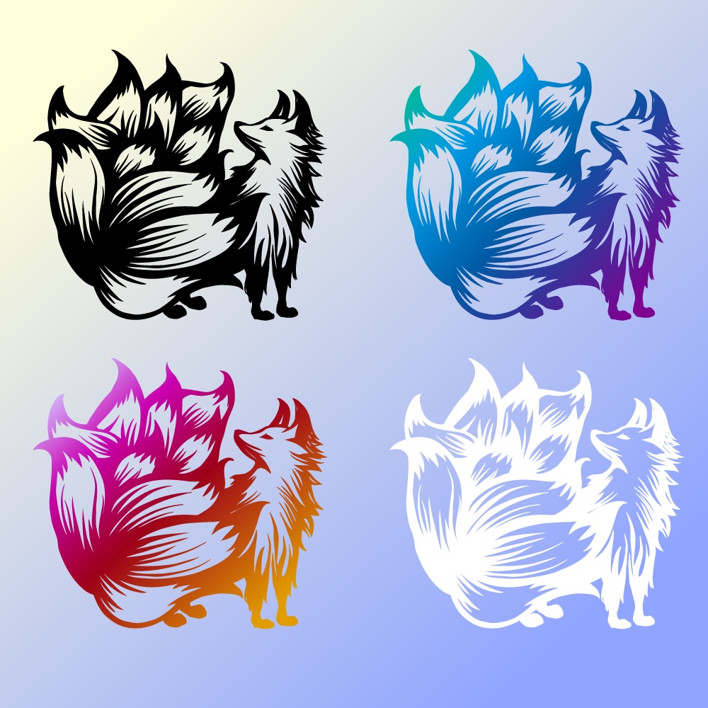 九尾の狐のタトゥー - VROidテクスチャ+高解像度png / ai(ベクター)