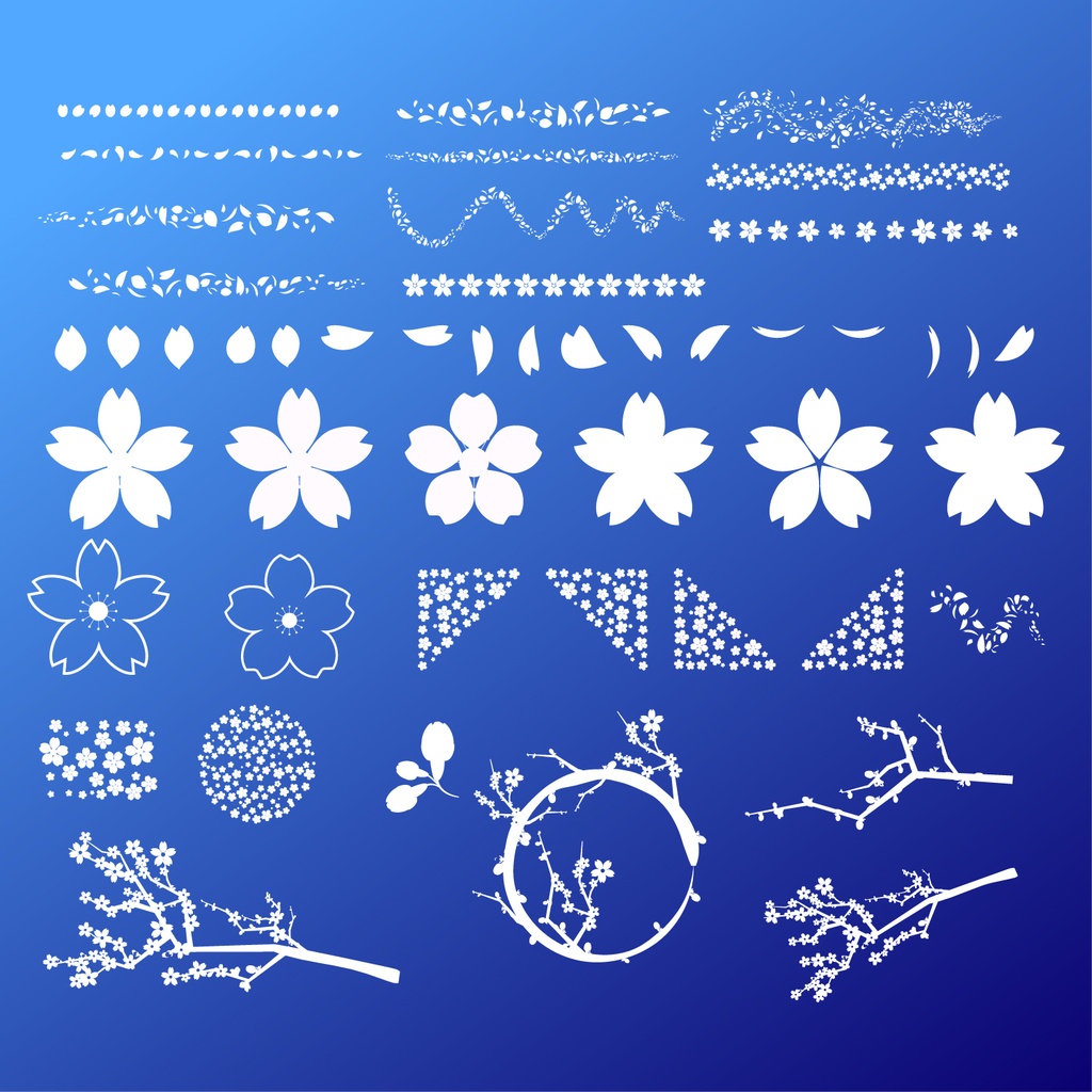 桜の花びら・散り桜・枝・和の装飾に便利な120種以上の素材集 - ベクター or 高解像度透過PNG