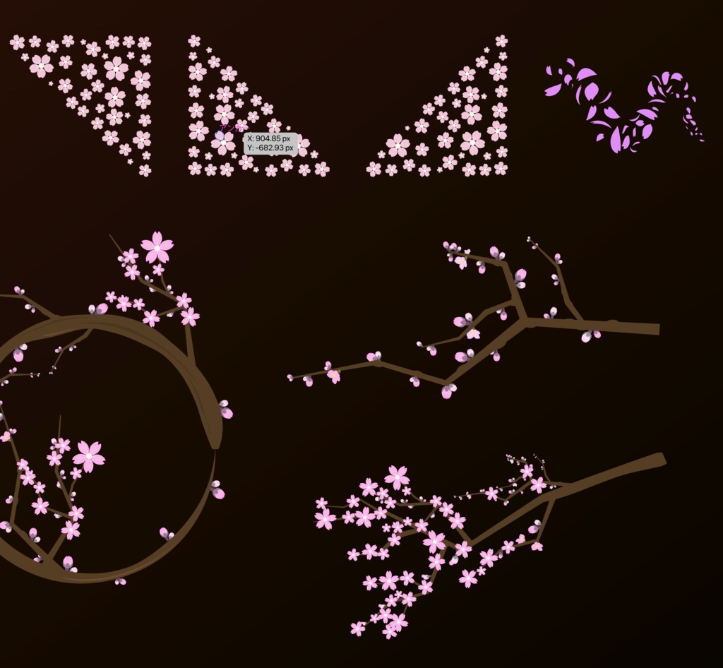 桜の花びら・散り桜・枝・和の装飾に便利な120種以上の素材集 - ベクター or 高解像度透過PNG