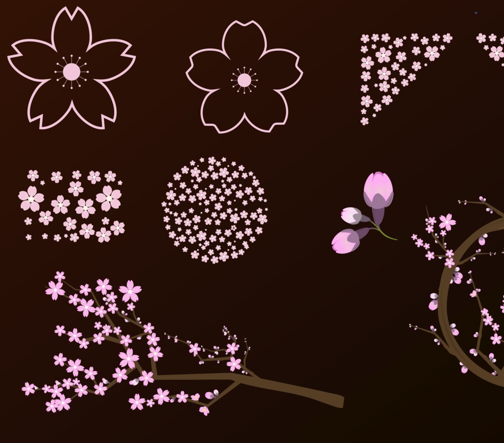 桜の花びら・散り桜・枝・和の装飾に便利な120種以上の素材集 - ベクター or 高解像度透過PNG
