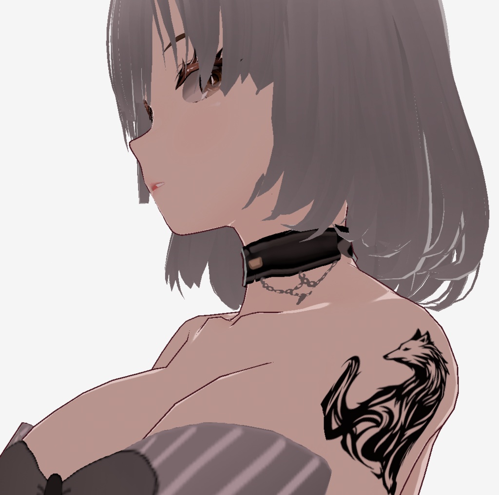 銀狼のタトゥーデカール - VRoidテクスチャ・高解像度png or ai(ベクター)