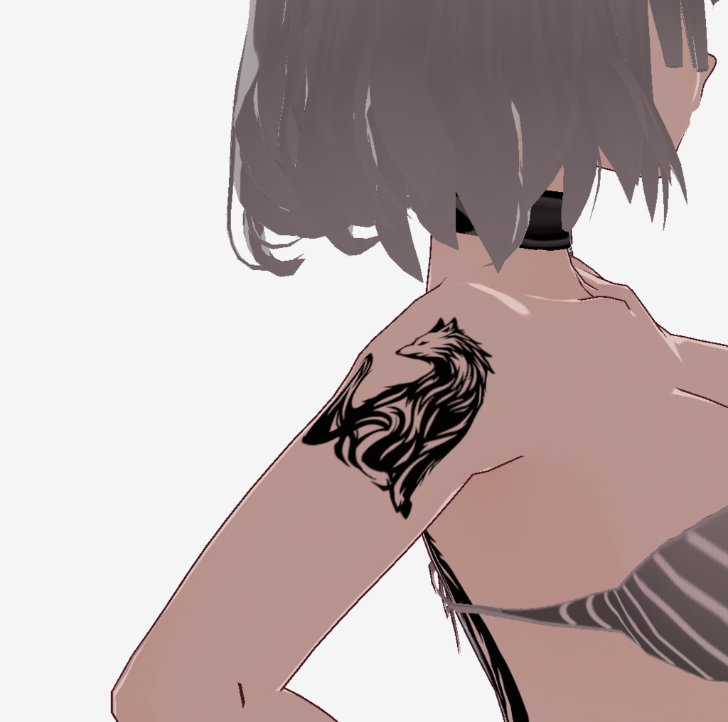 銀狼のタトゥーデカール - VRoidテクスチャ・高解像度png or ai(ベクター)