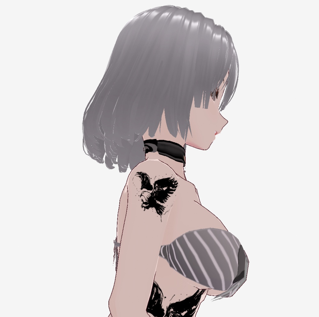 鷲の墨絵タトゥーデカール - 墨飛び散るクールなVRoidテクスチャ