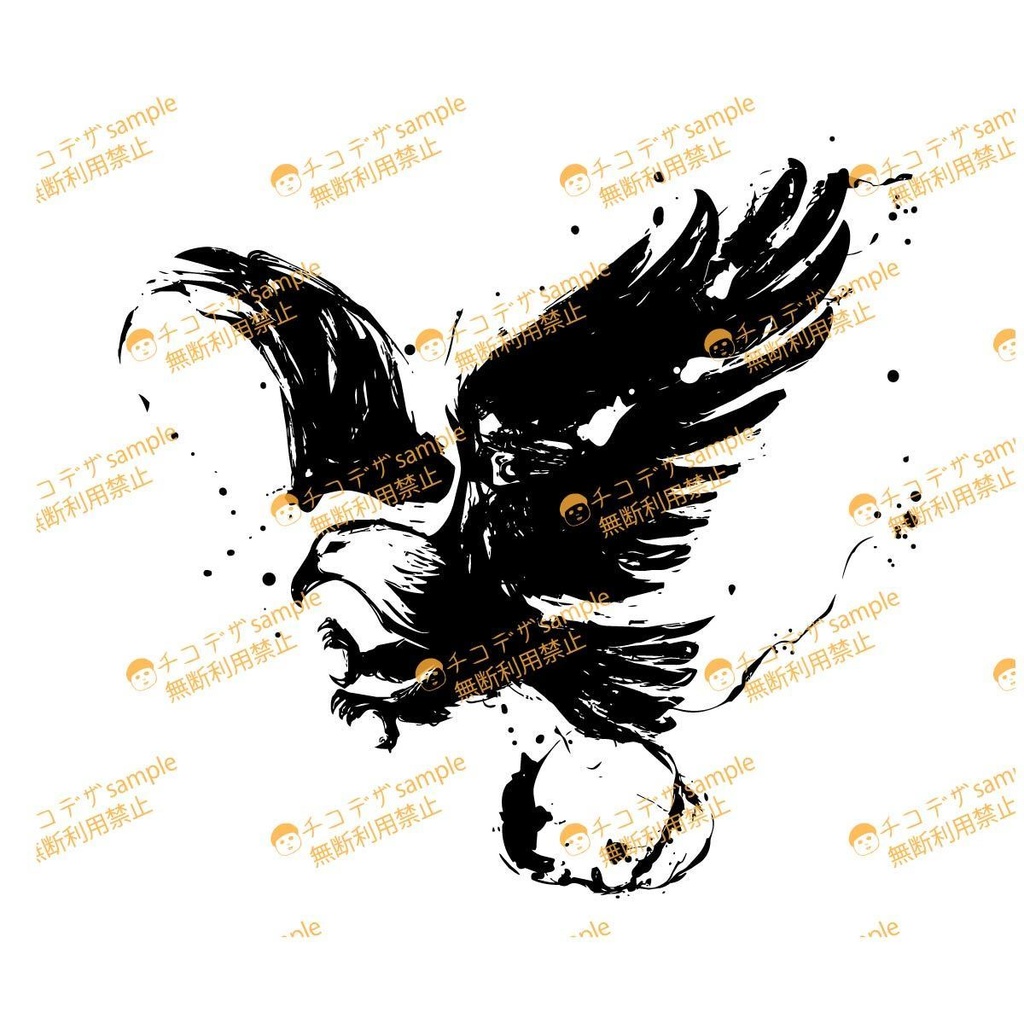 鷲の墨絵タトゥーデカール - 墨飛び散るクールなVRoidテクスチャ