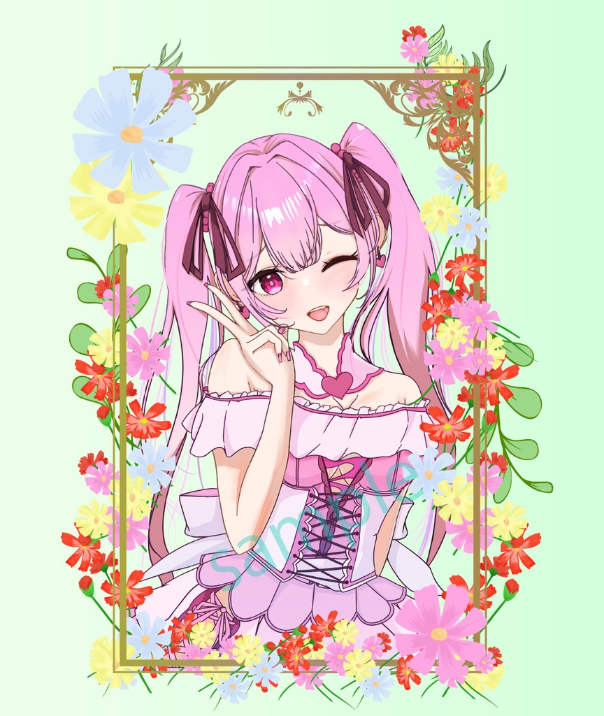 花花フレーム21種セット - TRPG・キャラクター装飾用の丸・四角型 - 高解像度png or ベクター