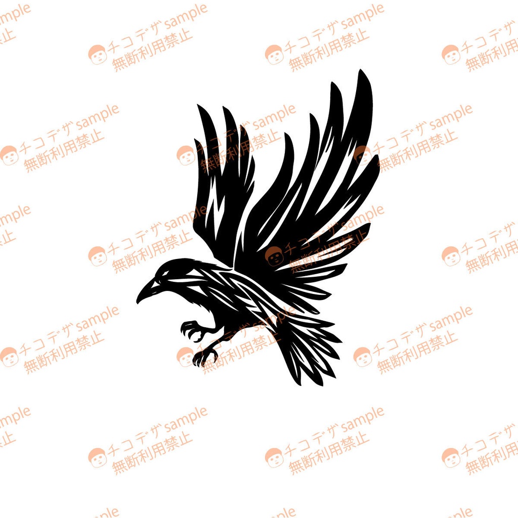 トライバルカラスのタトゥーデカール - VRoidテクスチャ・高解像度png