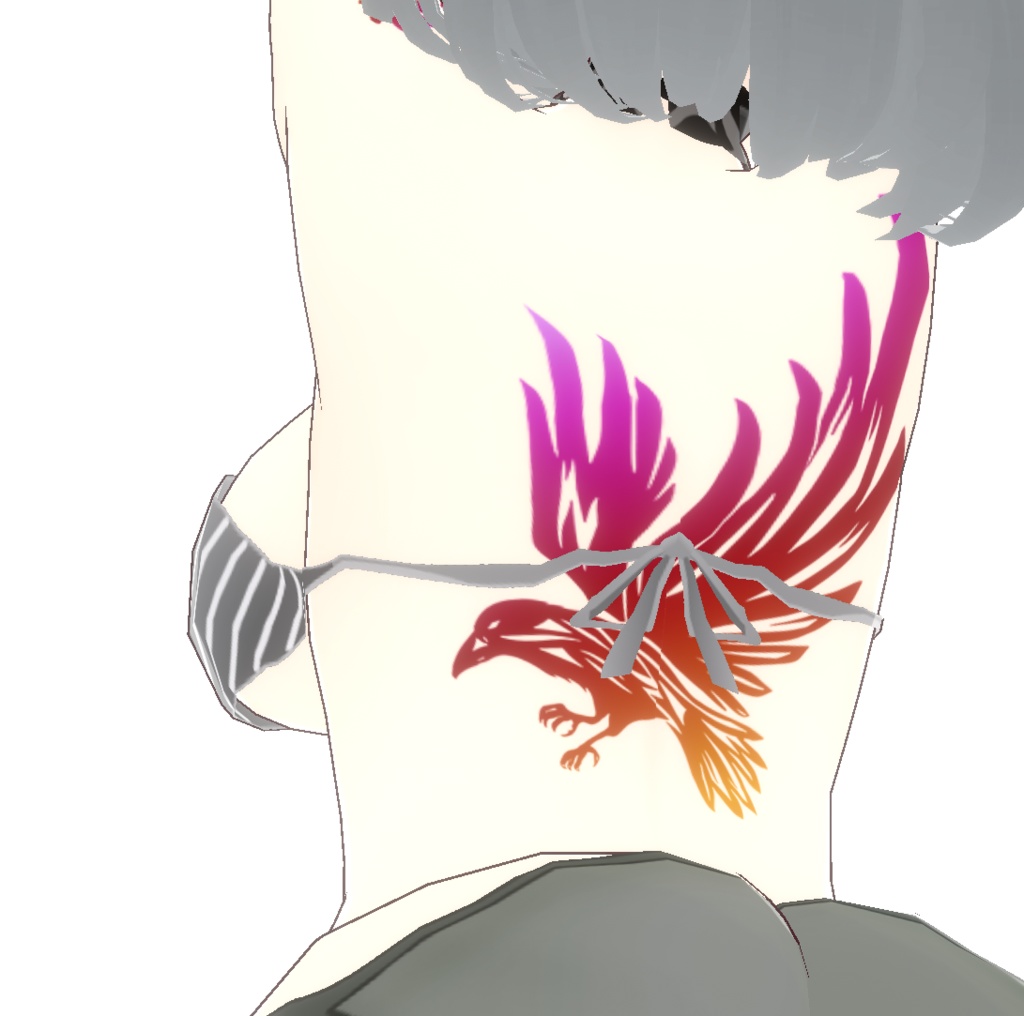 トライバルカラスのタトゥーデカール - VRoidテクスチャ・高解像度png