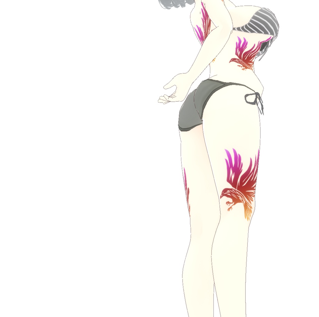 トライバルカラスのタトゥーデカール - VRoidテクスチャ・高解像度png