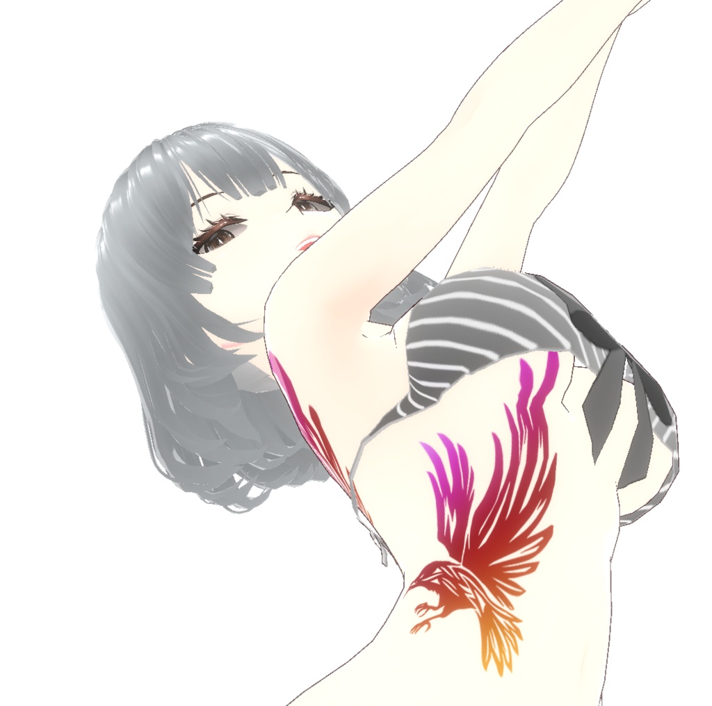 トライバルカラスのタトゥーデカール - VRoidテクスチャ・高解像度png