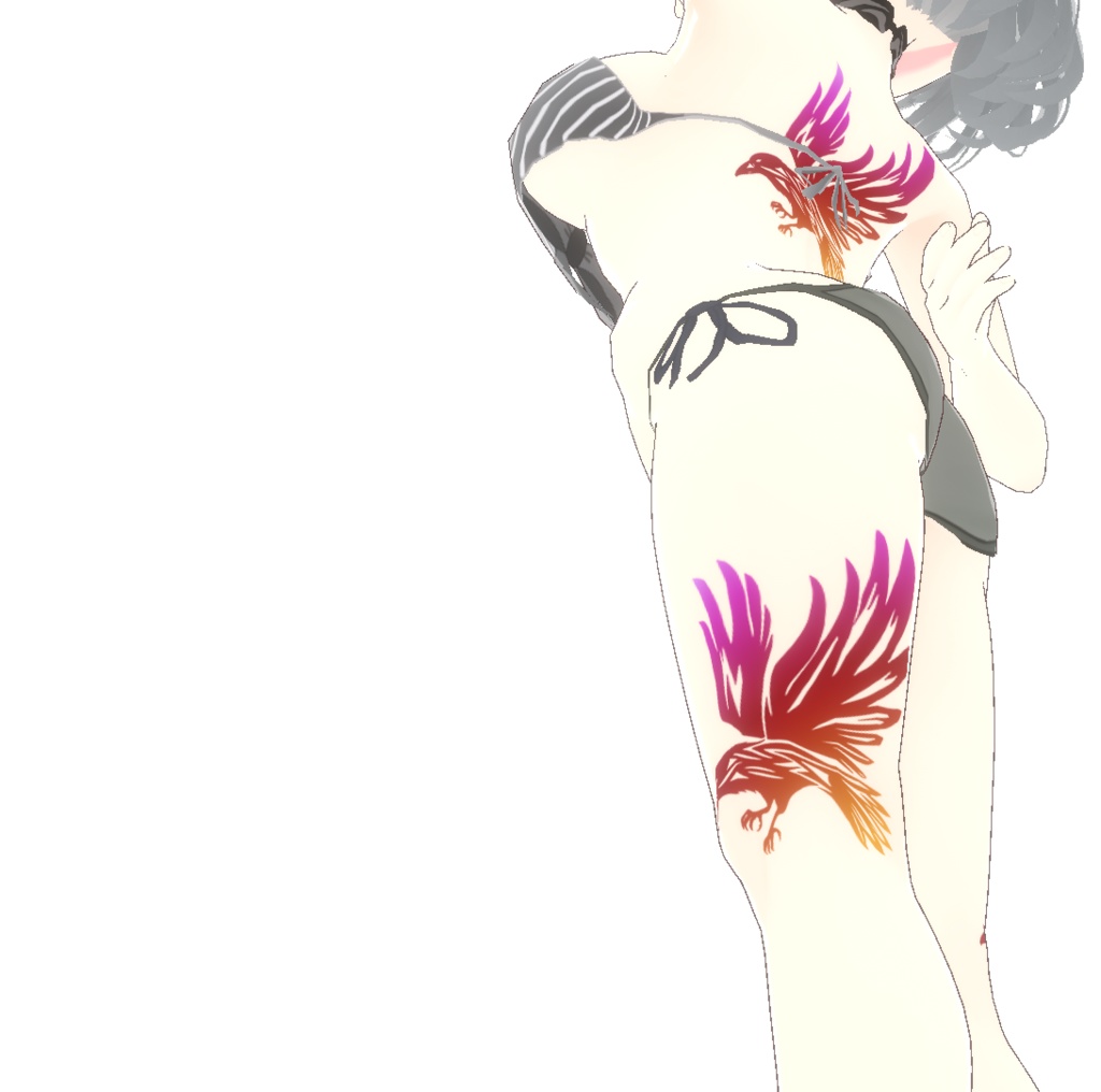 トライバルカラスのタトゥーデカール - VRoidテクスチャ・高解像度png