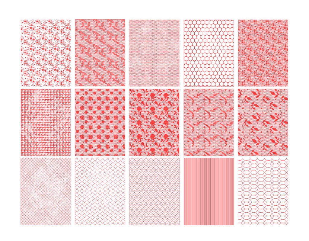 レース模様・編み目60セット - 15種×黒・白・赤・青 - 高解像度png or ベクター