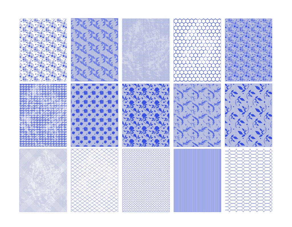 レース模様・編み目60セット - 15種×黒・白・赤・青 - 高解像度png or ベクター