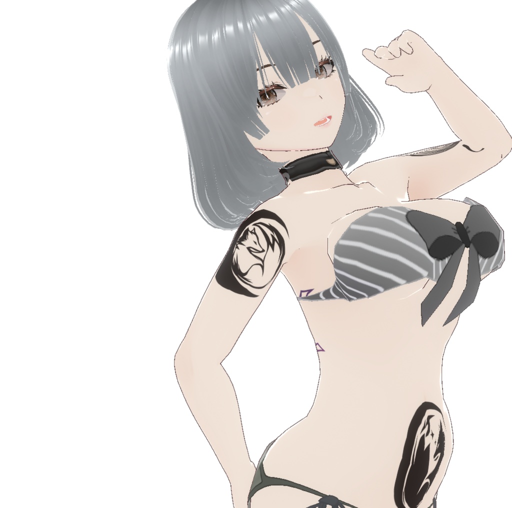 夜狐 - 月と狐と星のシンプルタトゥーデカール - VRoidテクスチャ+高解像度PNG - Dark Sings