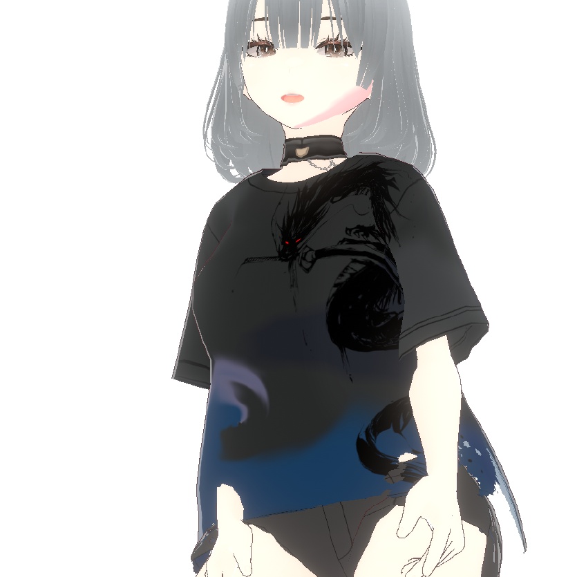 朧龍のVRoidTシャツ - クールなダメージデザインと墨絵の龍の3D衣装- Dark Sings