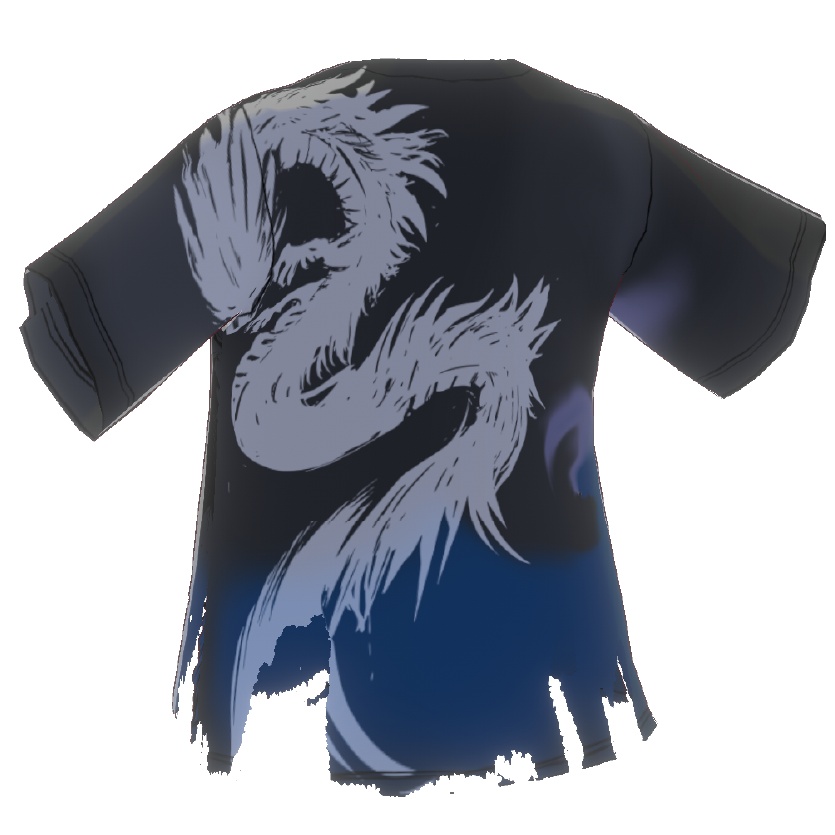 朧龍のVRoidTシャツ - クールなダメージデザインと墨絵の龍の3D衣装- Dark Sings