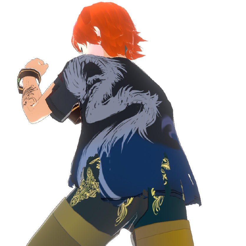 朧龍のVRoidTシャツ - クールなダメージデザインと墨絵の龍の3D衣装- Dark Sings