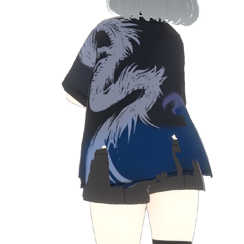 朧龍のVRoidTシャツ - クールなダメージデザインと墨絵の龍の3D衣装- Dark Sings