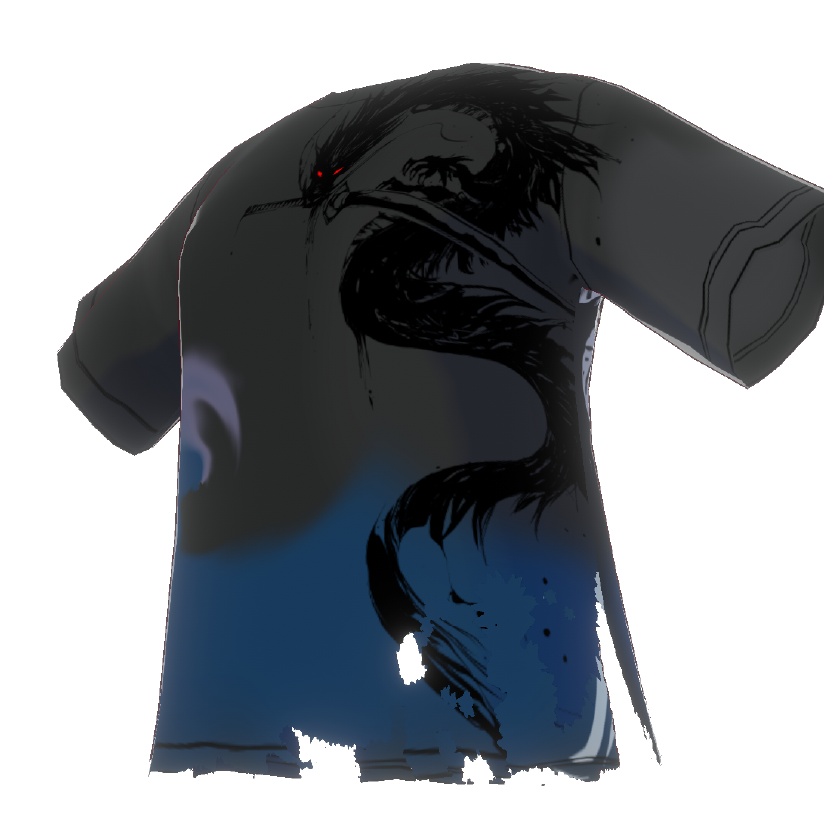 朧龍のVRoidTシャツ - クールなダメージデザインと墨絵の龍の3D衣装- Dark Sings