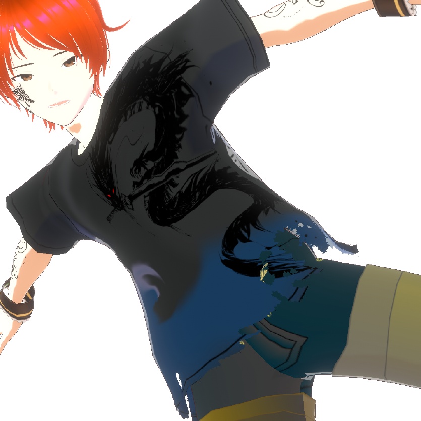 朧龍のVRoidTシャツ - クールなダメージデザインと墨絵の龍の3D衣装- Dark Sings