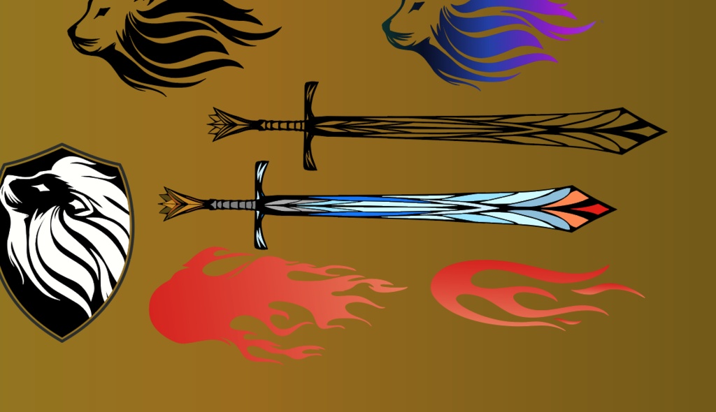 ファイアーライオンのタトゥーセット - VRoidテクスチャ - 高解像度png or ai
