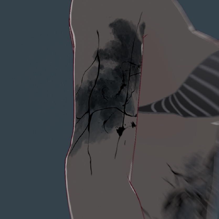 黒蠍とひび割れ - 墨のVRoidテクスチャ& 高解像度png - Yatanoctis