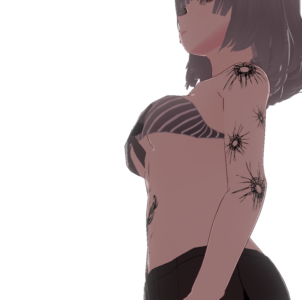 黒い跳ね馬 - 墨ほとばしる馬のVRoidタトゥー - 高解像度PNG or ai(ベクター)