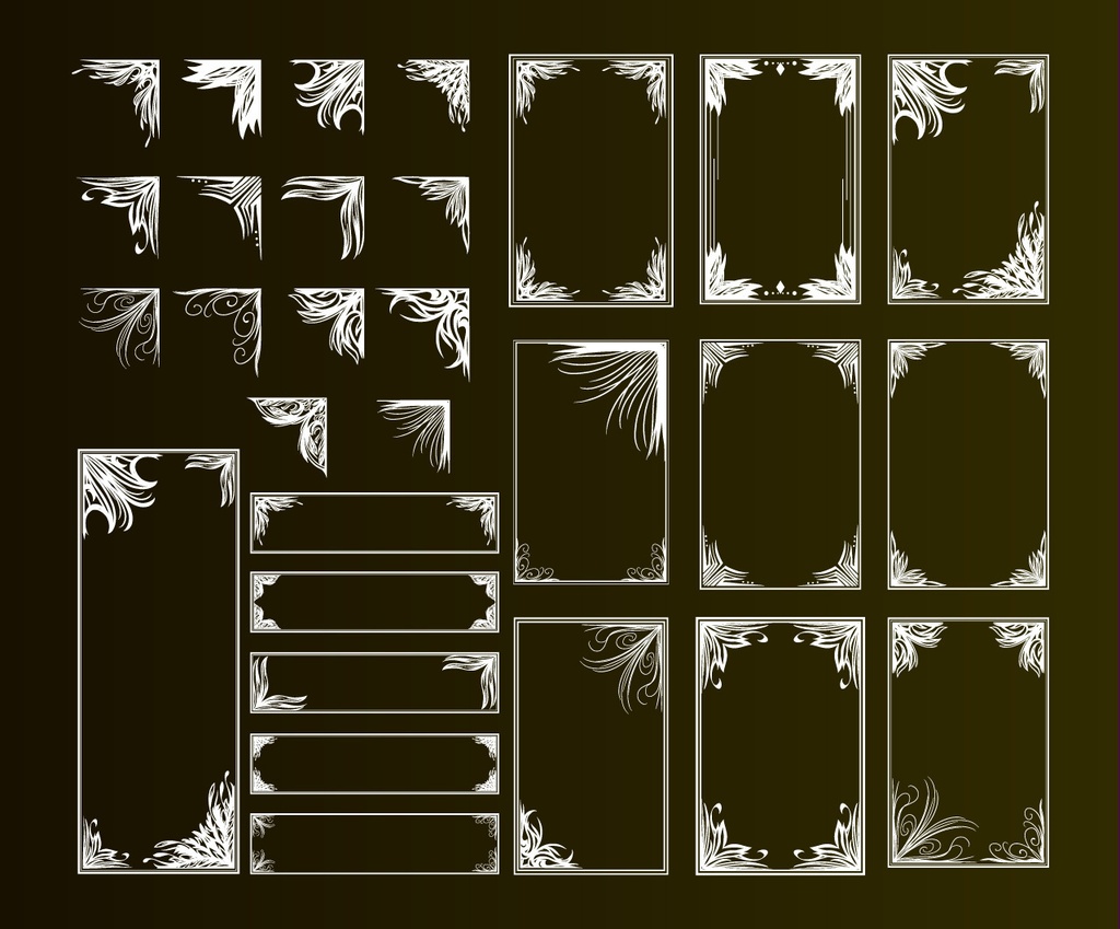 ビンテージ・アンティークフレームセット全116セット - TRPG・部屋装飾高解像度png