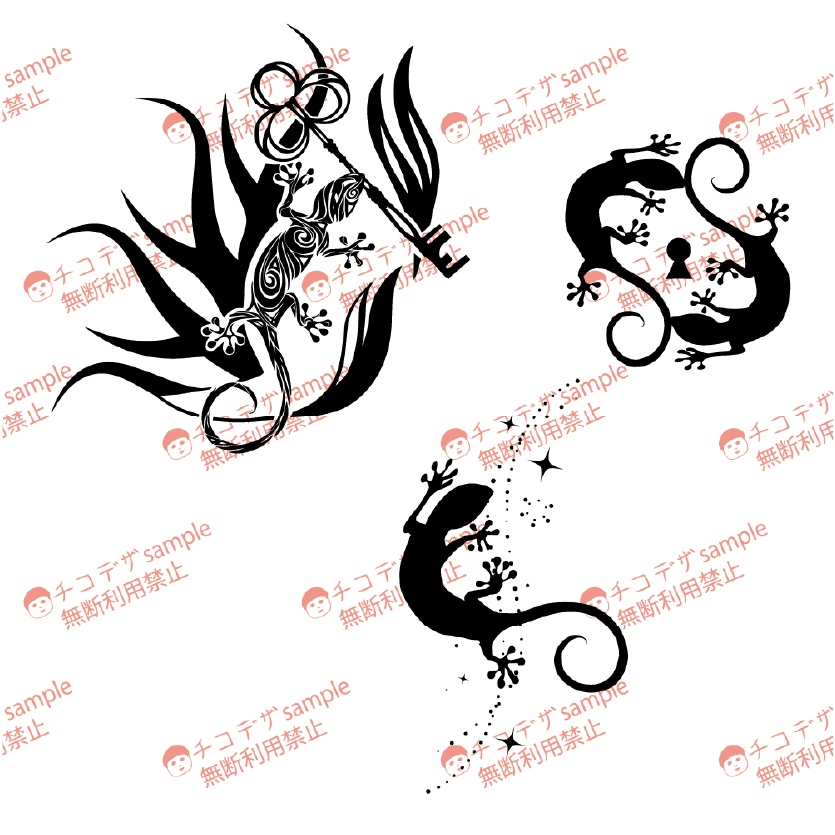 黒トカゲ - キーと封印を司るVRoidタトゥーデカールセット - 高解像度PNG or ベクター