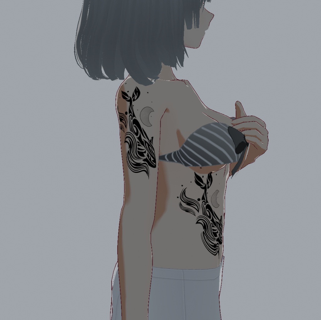 月と波のクジラ - VRoidテクスチャ - 高解像度PNG/ベクター