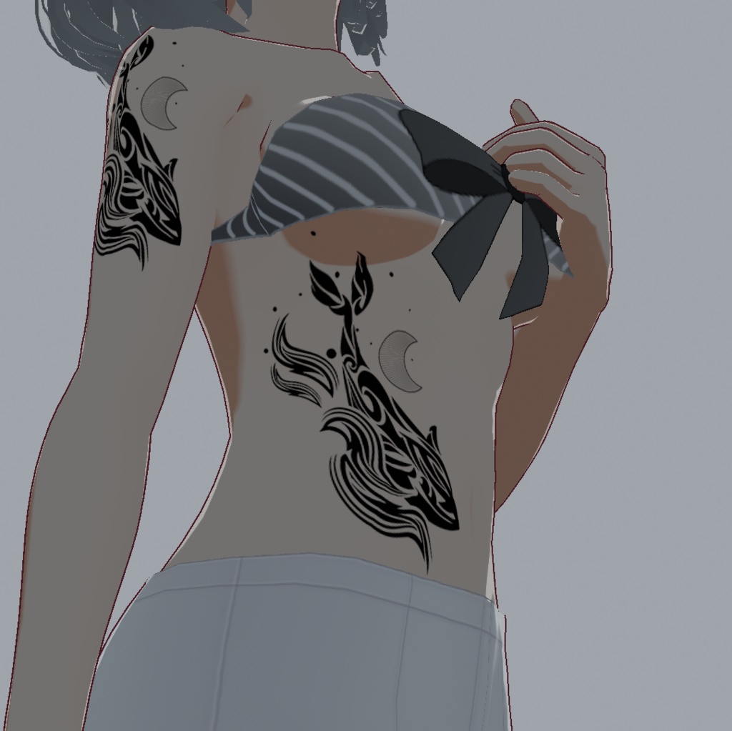月と波のクジラ - VRoidテクスチャ - 高解像度PNG/ベクター