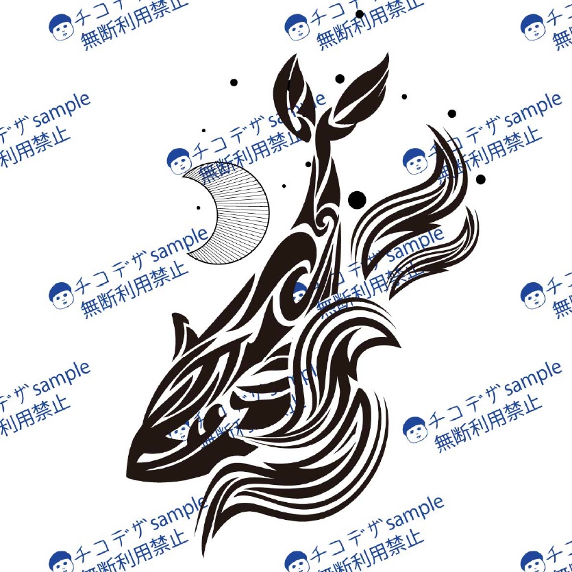 月と波のクジラ - VRoidテクスチャ - 高解像度PNG/ベクター
