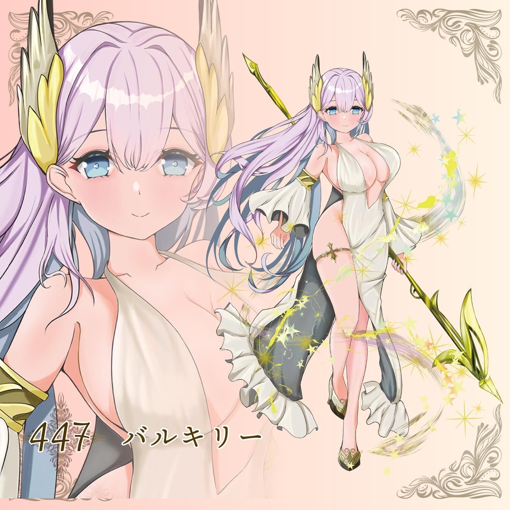 バルキリーの女の子 - 表情差分8種類・エフェクト・槍 高解像度背景透過png