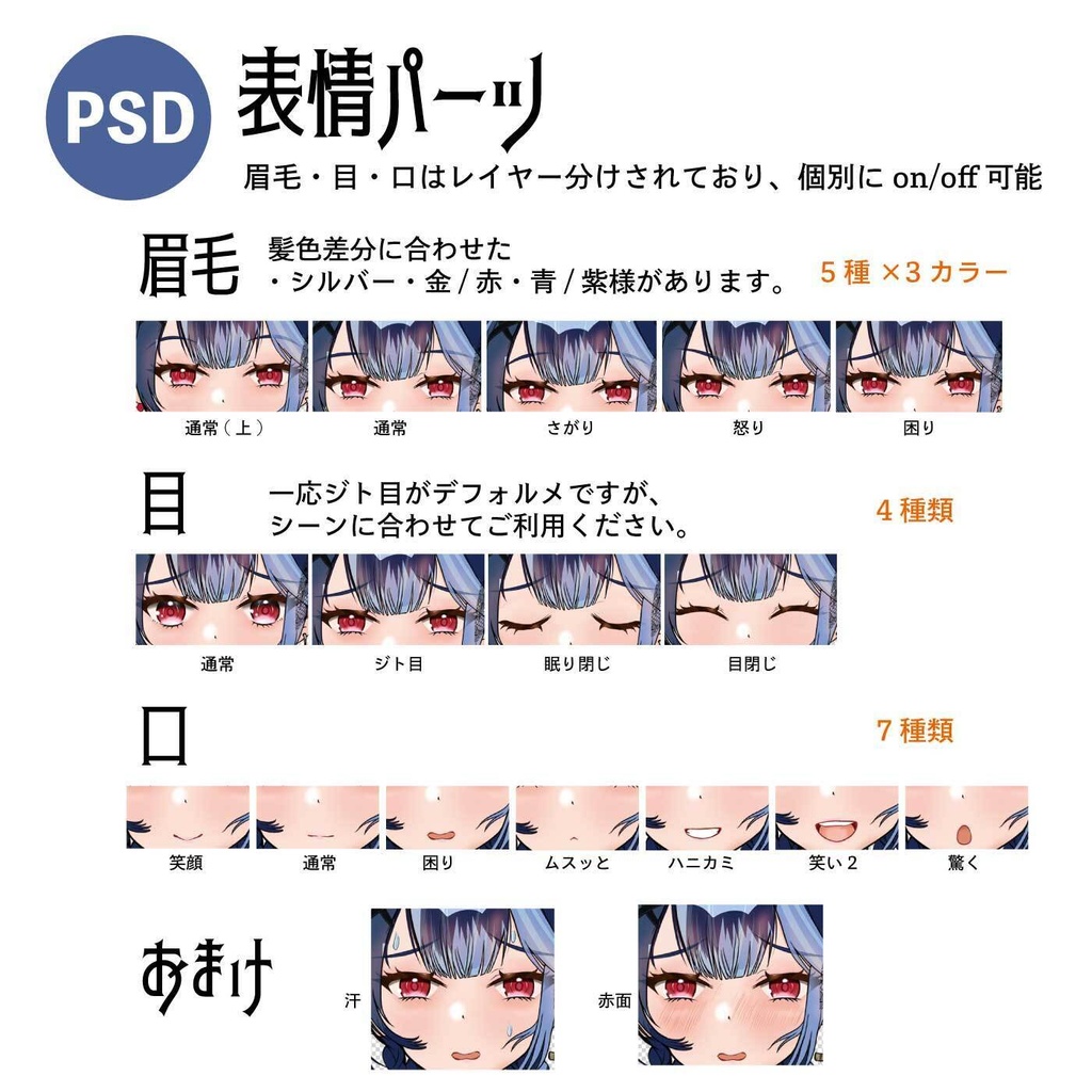 呪術師の女の子 - TRPG立ち絵 表情差分7種 高解像度png or psd完全版
