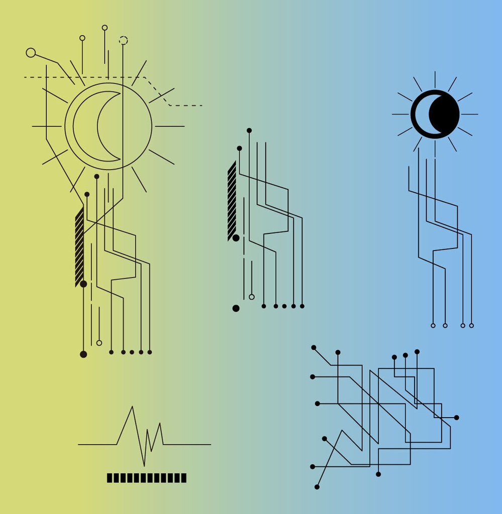 太陽と月の刻印 - サイバーパンクVRoidテクスチャ - 高解像度png or ベクター
