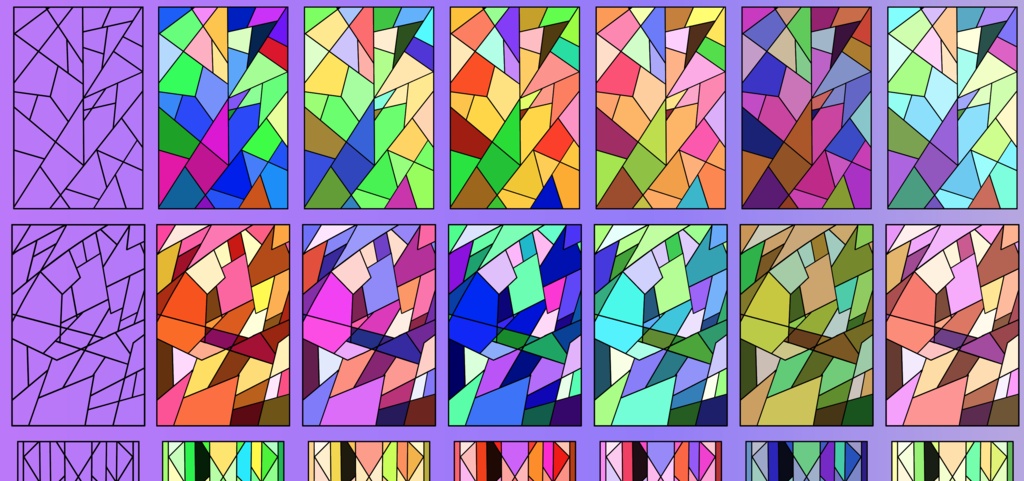 ステンドグラスの背景素材77セット - 線画・各種カラーの高解像度png or ベクター