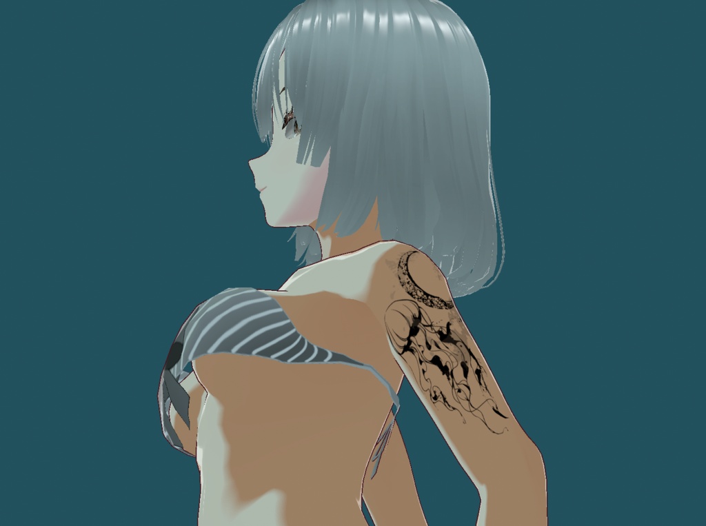 幻黒海月 海と月の不思議な墨絵のクラゲ - VRoidタトゥーデカールYatanoctis