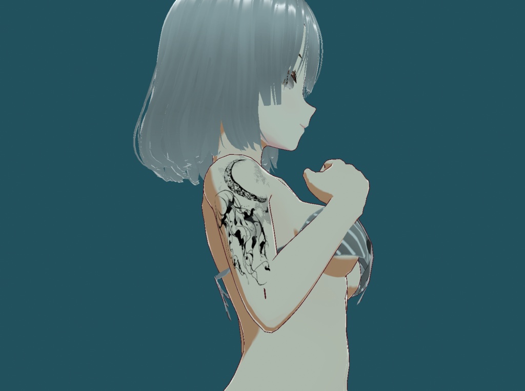 幻黒海月 海と月の不思議な墨絵のクラゲ - VRoidタトゥーデカールYatanoctis